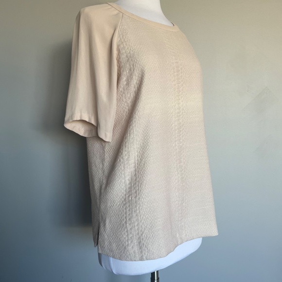 Vince Textured Phyton Pattern Cocktail Blush Pink Blouse Casual Top T-Shirt - Picture 4 of 14